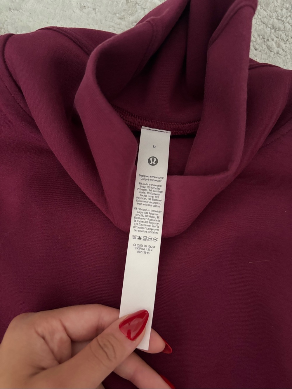 LULULEMON Burgundy Modal-Blend Turtleneck Tunic in Size 6